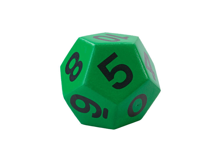 Tärning 12-sidor med tal och joker 1 st | 20 cm | Grön 