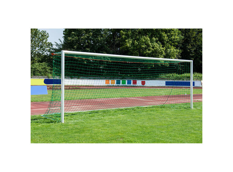 Fotbollsmål 7,32x2,44 m med markhylsor 11 manna | Oval profil | Silver| 