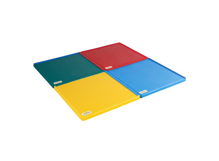 Reivo mattset med vagn | 12 st mattor 100x100x6 cm | 3 st röd, blå gula gröna 