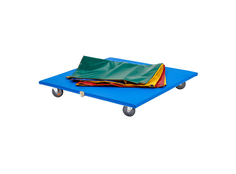 Reivo mattset med vagn | 12 st mattor 100x100x6 cm | 3 st röd, blå gula gröna 