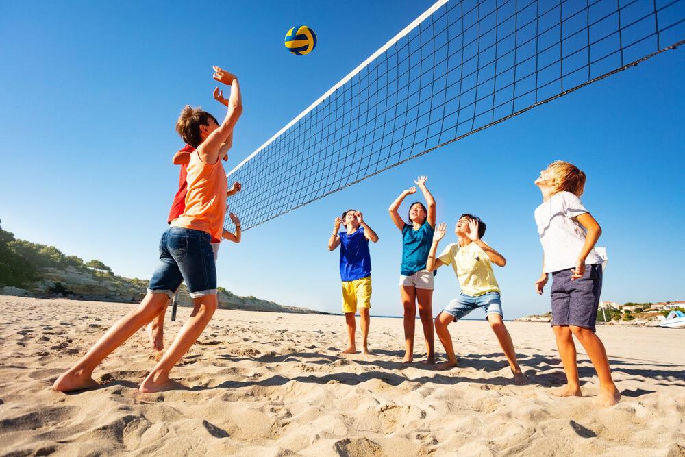 Beachvolleyboll set SunVolley LC 600 Beachvolleybollnät 6 m | Stolpar