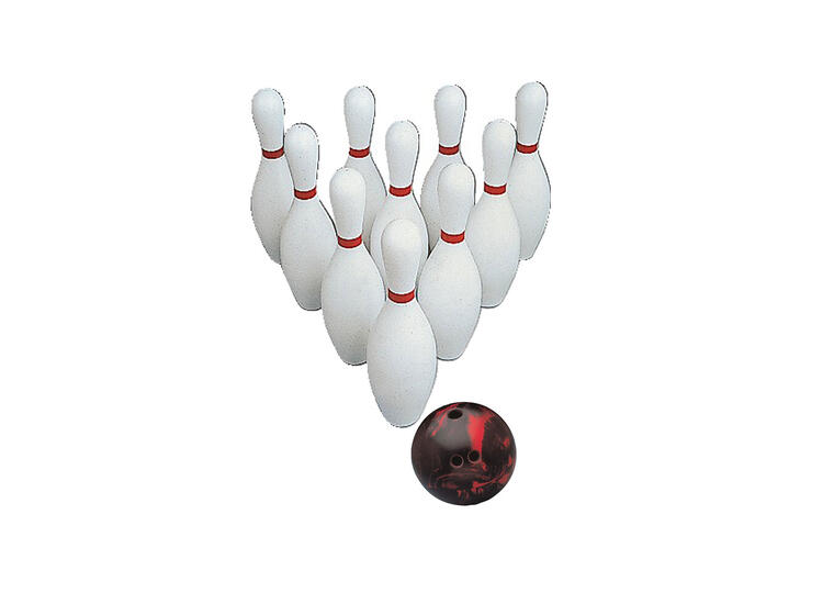Bowlingspel med klot 10 okrossbara käglor 