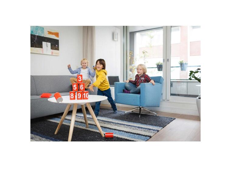 Burkspel med siffror 10 burkar med nummer och ärtpåsar 