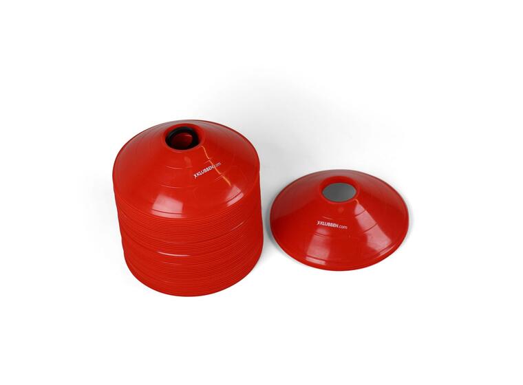 Markeringskoner | röda | 50 st Låga koner | D: 19 cm | H: 5 cm 