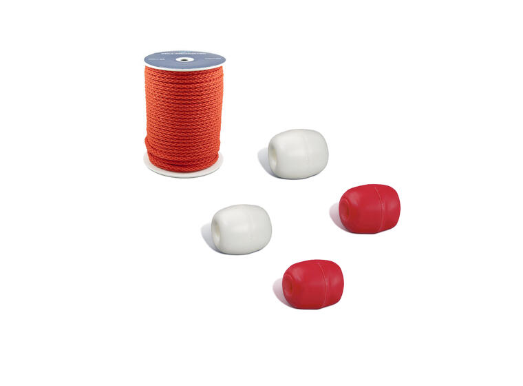Lina med plastflöten 4 st. per meter Simlina | Vita och röda plastflöten 
