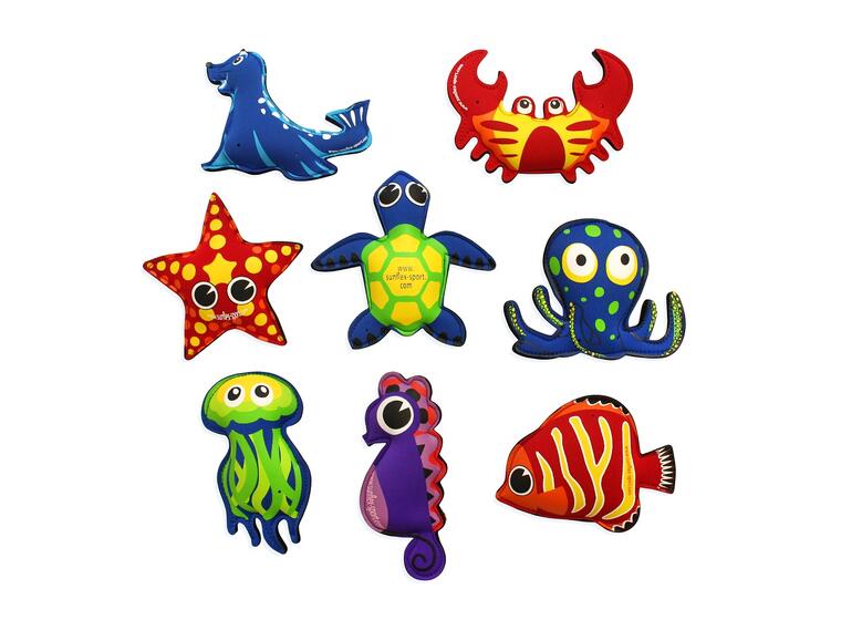 Plash Puppies Set | Vattenleksaker Set med 8 vattendjur i neopren 