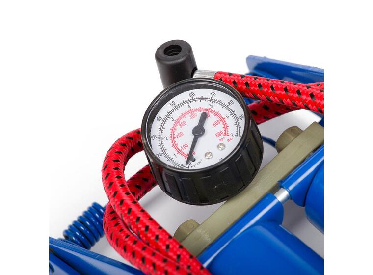 Bollpump med manometer Fotpump med dubbel cylinder 