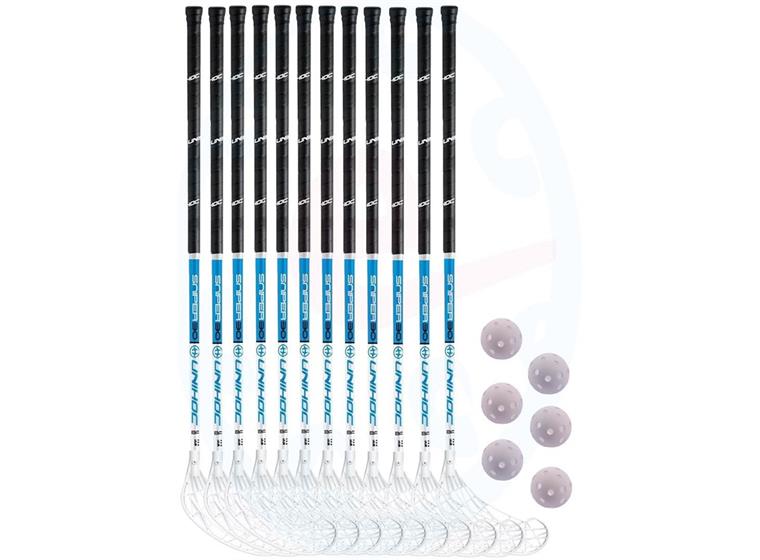 Innebandyklubbor Unihoc Sniper 96 cm Set 12 klubbor och 6 bollar IFF certifierade