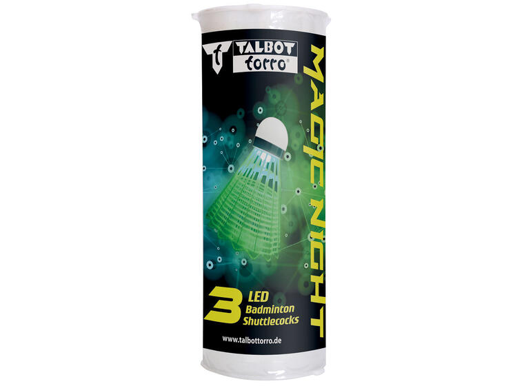Badmintonbollar Magic Night (3) Med LED-batteri för spel i mörker 