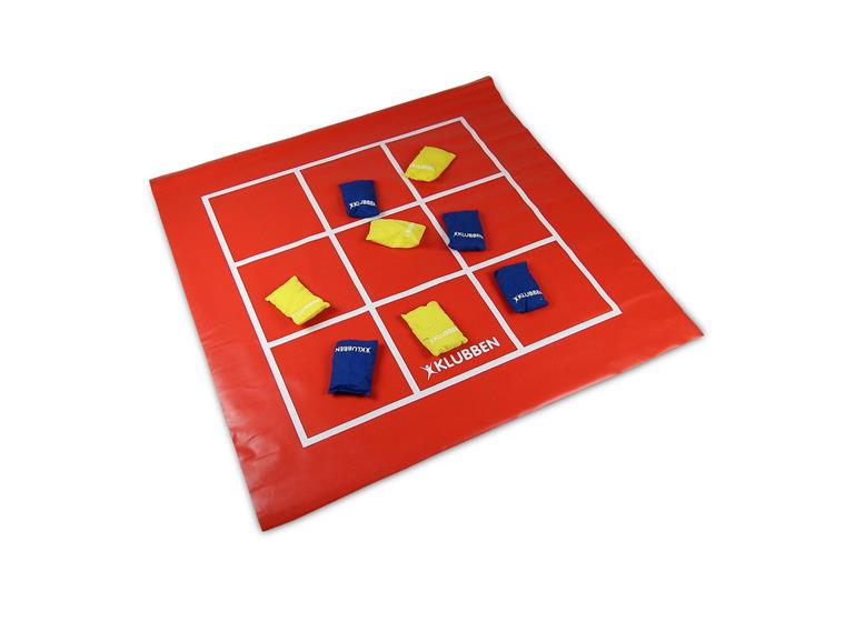 Poängmatta med 8 ärtpåsar 100x100cm Tre i rad på baksida