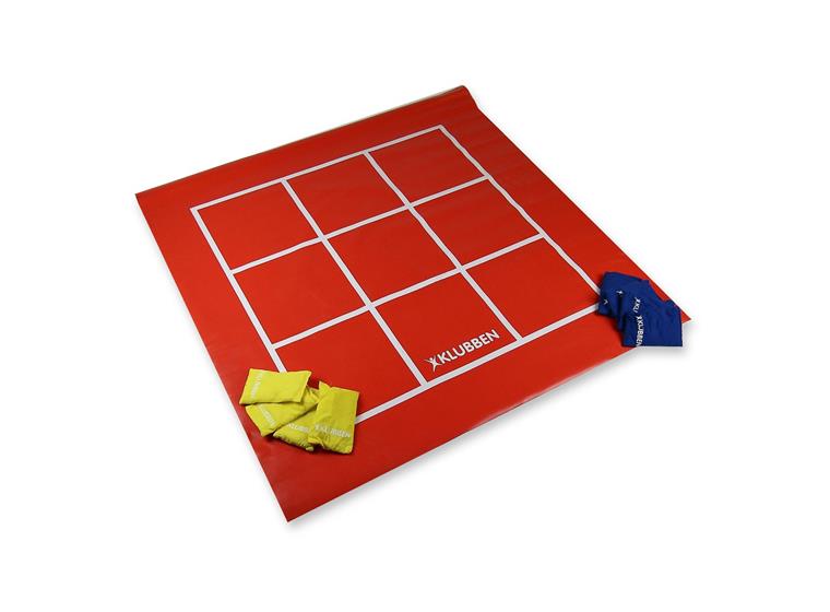 Poängmatta med 8 ärtpåsar 100x100cm Tre i rad på baksida