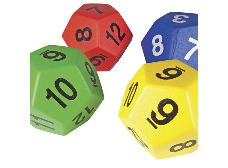 Tärning 12-sidig med nummer 1-12 Tall- og bokstavballer til aktiv læring 