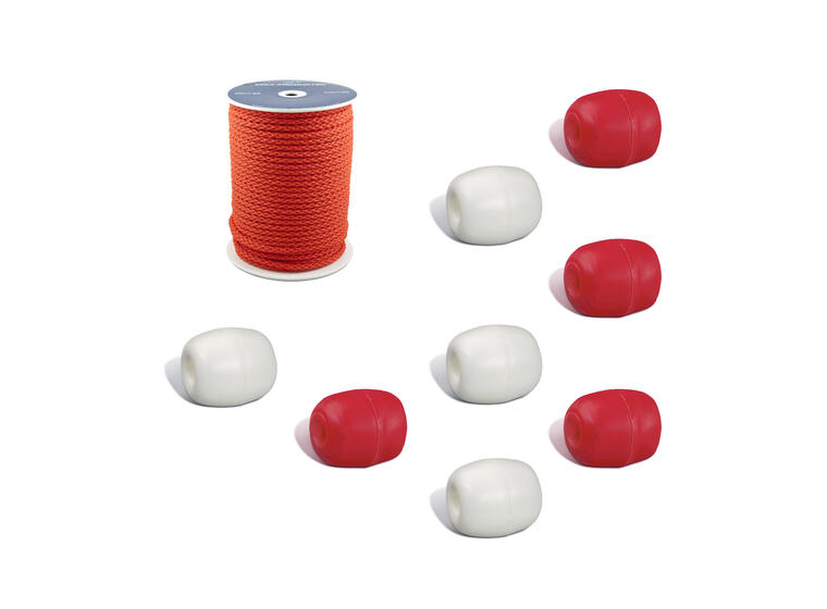 Lina m plastflöten tätt i tätt (1 meter) Röda och vita plastflöten 