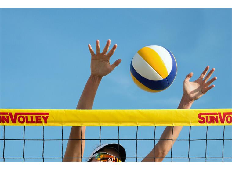 Beachvolleybollset SunVolley Standard+ Nät 9,5 m| Stolpar| Banmarkering| Bag
