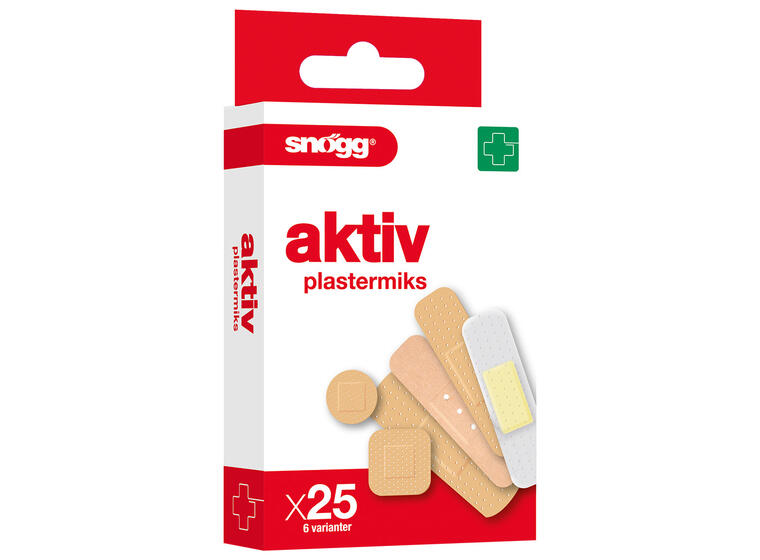 Plåster Snögg AKTIV Plåstermix 25 st plåster som andas 