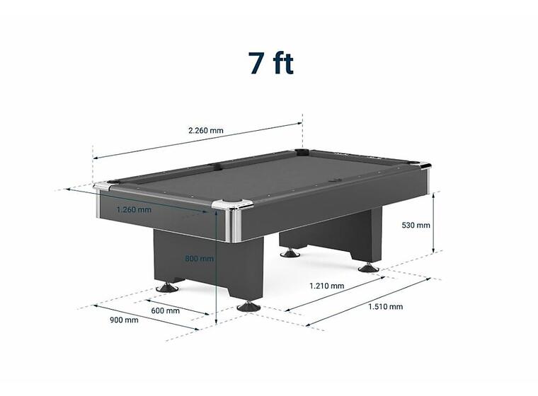 Biljardbord Club Pro Valnöt 8 fot Blå speldduk | Spelfält 224x112 cm