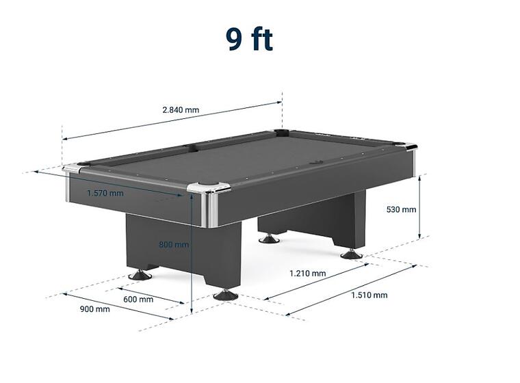 Biljardbord Club Pro Valnöt 8 fot Blå speldduk | Spelfält 224x112 cm