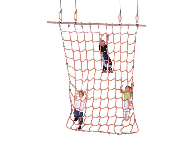 Klätternät 250x300 cm polypropylen Med fäststång för romerska ringar 