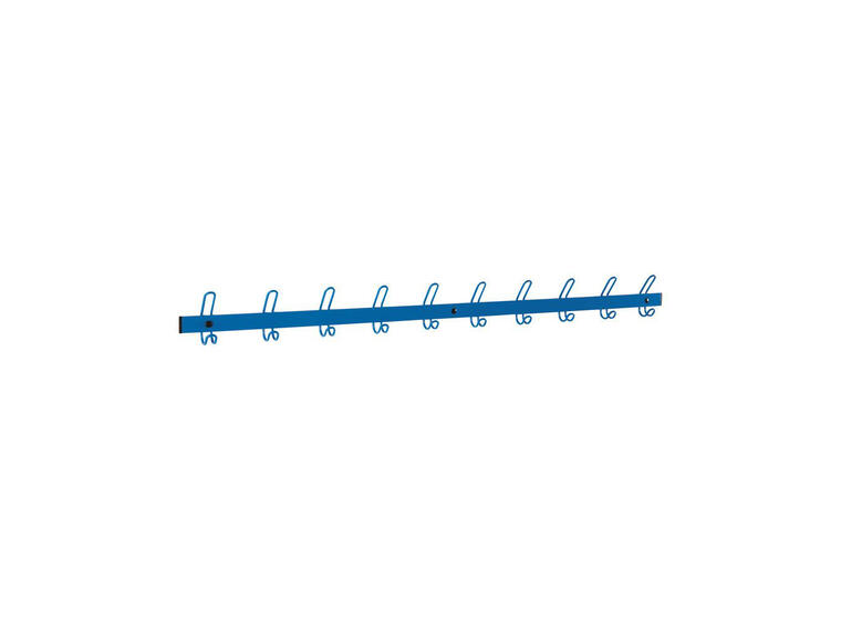 Väggskena med 10 dubbla metallkrokar 150 cm | Blå 