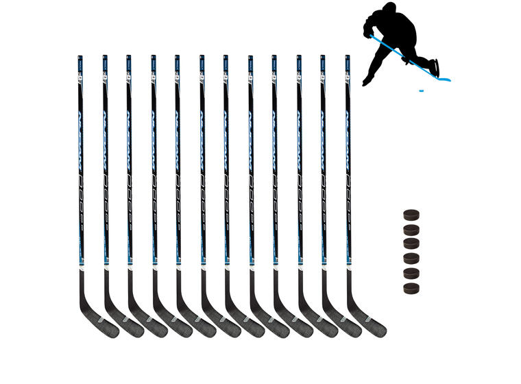 Ishockeyklubbor och puckar | 150 cm (L) 12 ishockeyklubbor senior | 6 puckar 