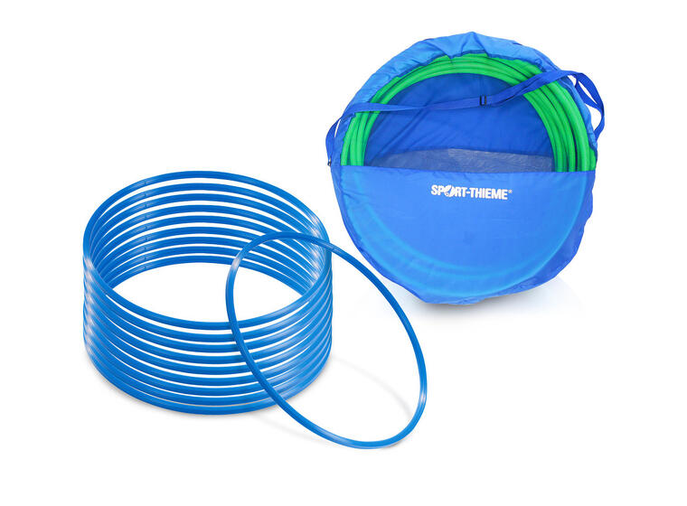 Gymnastikkringar i plast 80 cm 10 st Tunnband  med förvaringspåse Blå 