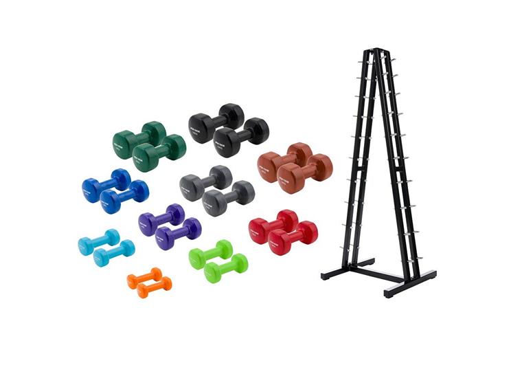 Hantelset Sport Thieme 1-10 kg med stativ 
