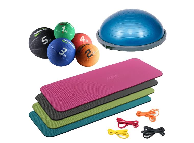 Hemmaträning - cirkelträning Matta | medicinboll | Powerband | Bosu 