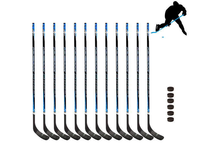 Ishockeyklubbor och puckar | 150 cm(R) 12 ishockeyklubbor senior | 6 puckar 