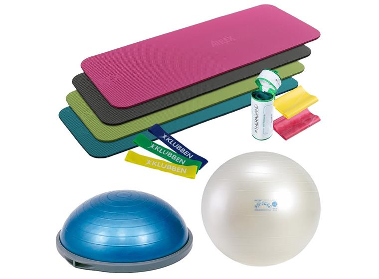 Hemmaträning för balans och styrka Bosu | Fit Ball | Matta | Powerband 