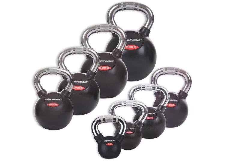 Kettlebell Gummerade| Sport-Thieme| 8 st 4 till 32 kg 