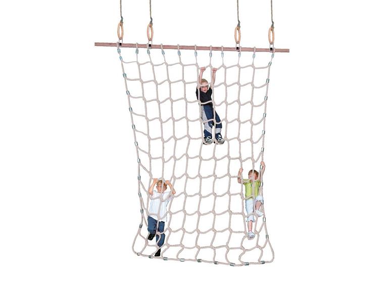 Klätternät 250x300 cm hampa Med fäststång för romerska ringar 