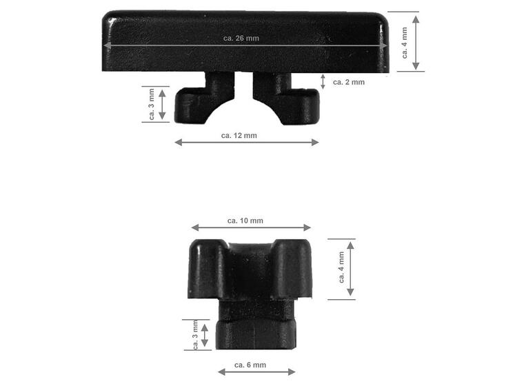 Nätkrok i plast för målburar | 1 st 26x10x4 mm | Svart 