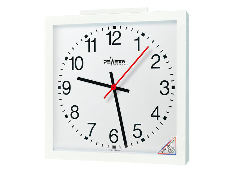 Peweta radiostyrd väggklocka 60x60 Inomhus | Batteridrift | Arabiska siffro 
