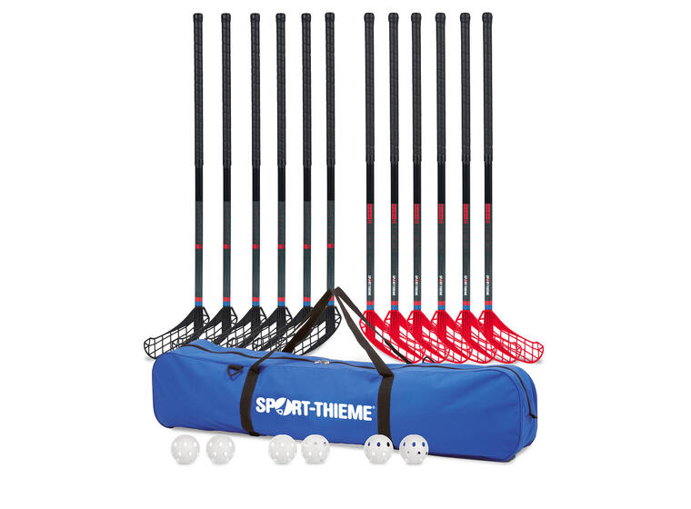 Sport-Thieme Innebandyset Rush 12 innebandyklubbor | 6 bollar | 95 cm 