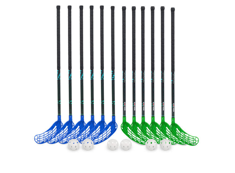 Innebandyset Offense 87 cm 12 innebandyklubbor | 6 bollar 