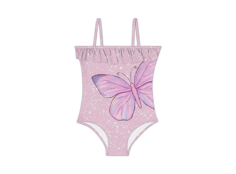 Peri Baddräkt 128-134cm Slipstop | Rosa| Foil print 