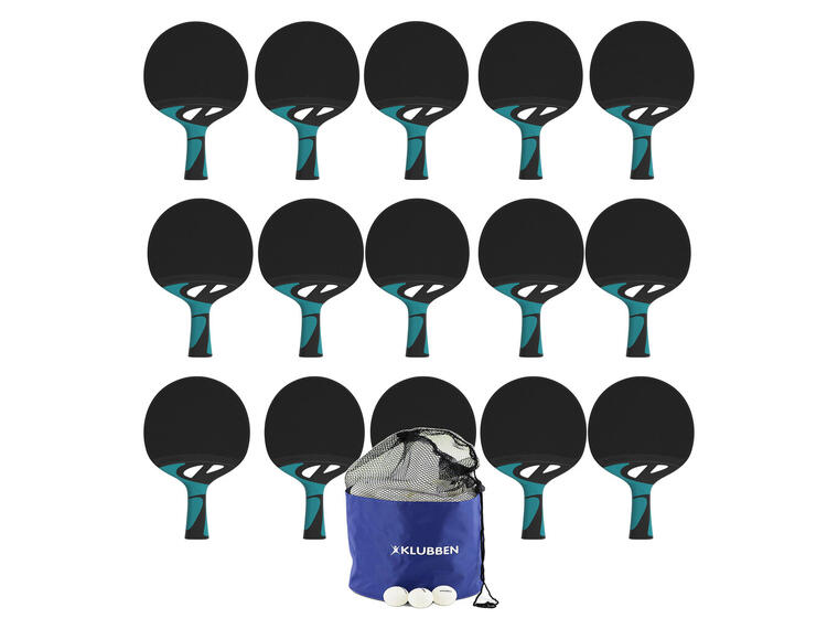 Bordtennisset Tacteo 30 Outdoor Paket Utomhusracketar 12 st | 144 vita bollar 