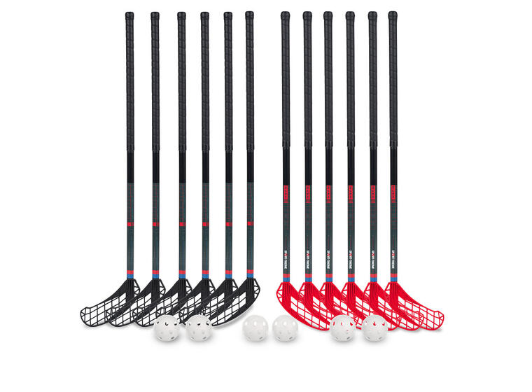 Innebandysett Rush 95 cm 12 innebandyklubbor | 6 bollar 