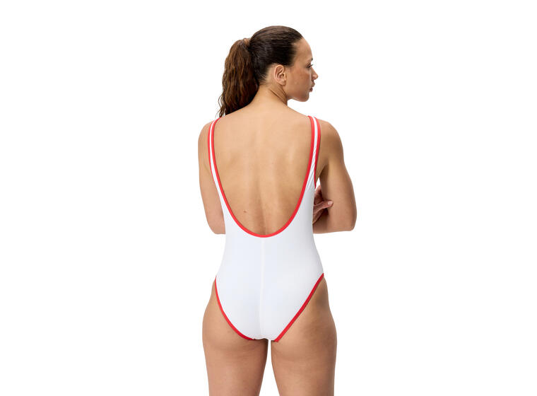 Solid Bound Scoop Baddräkt 36 Speedo | Vit/Röd | Soft Swim Jersey 