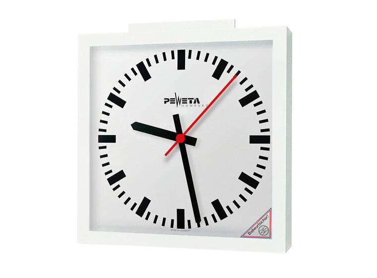 Peweta radiostyrd väggklocka 50x50 Inomhus | Batteridrift | DIN-markeringar 