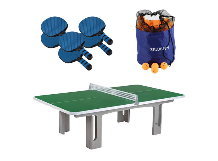 Bordtennispaket Utomhus Betongbord, nät, racket och bollar 
