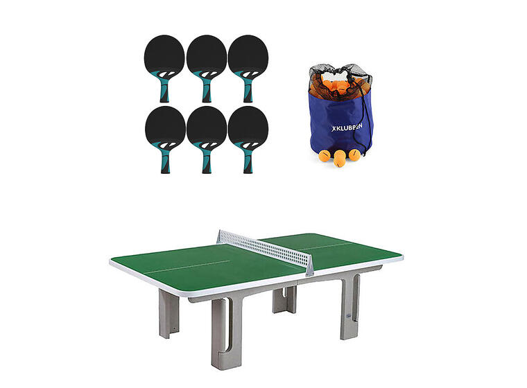 Bordtennispaket Utomhus Betongbord, nät, racket och bollar