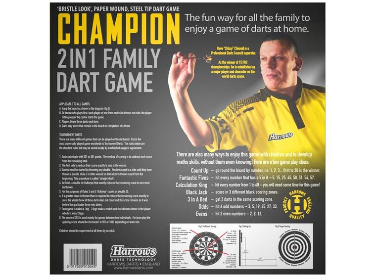 Darttavla World Champion Family 6 pilar inkluderade | 2 spelsidor 