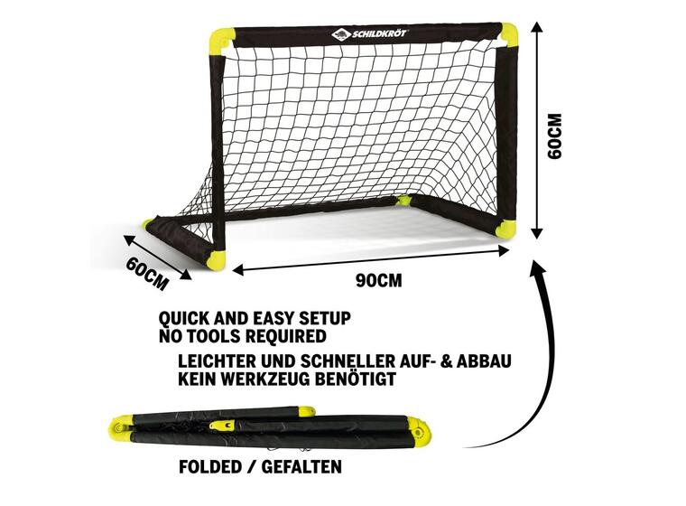 Schildkröt Fotbollsmål | 2 stk 90x60 cm | Hopfällbart mål 