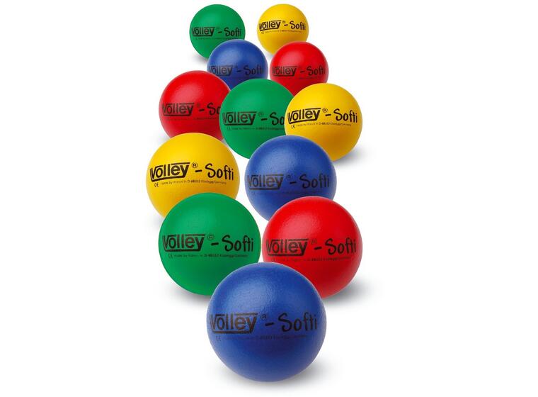 Softball Volley Softi set | 12 st. Skumbollar i 4 färger - diameter 16 cm 