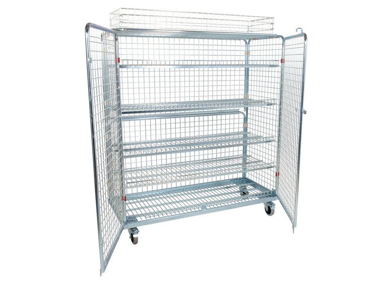 Förvaringsvagn Maxi m/topp 150x170 cm LxBxH: 150x62x170 cm, med 4 hyllor 