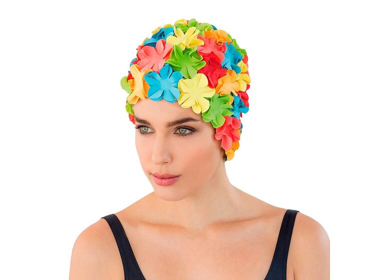 Badmössa med blommor Blommor i fem färger 