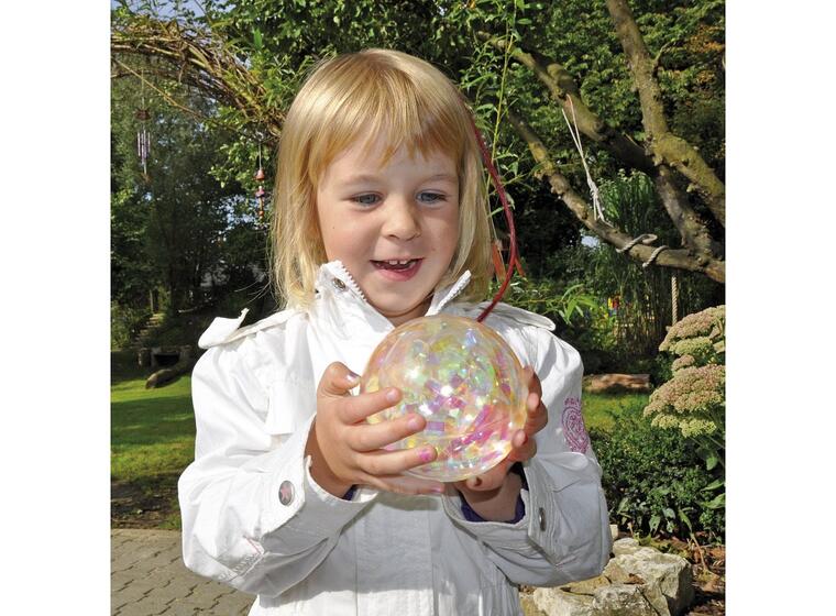 Regnbågsboll Diamant 10 cm Vattenfylld och glittrande boll 