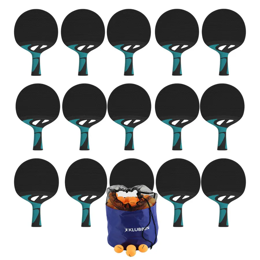 Bordtennisset Tacteo 30 Outdoor Paket 12 st racketar - 144 orange bollar 