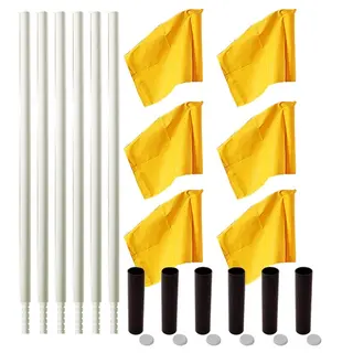 Hörnstolpar böjbara med flaggor Gul 6 stolpar| 6 flaggor| 6 markhylsor
